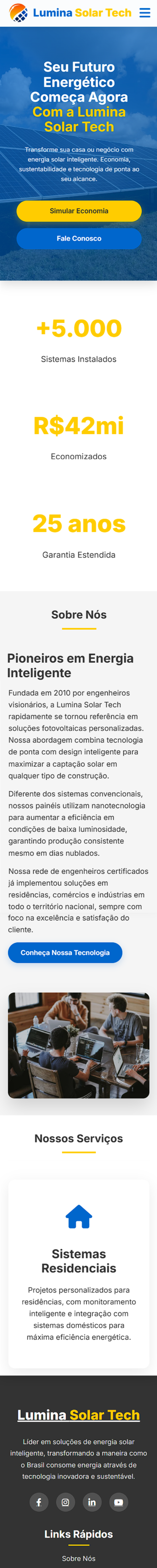 Screenshot of Lumina Solar Tech website